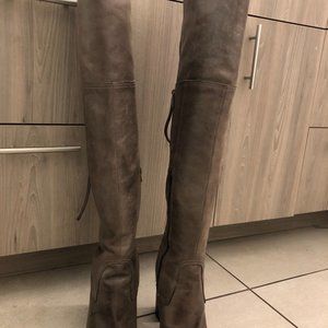 Vince Camuto Shoes | Vince Camuto Thigh-High Distress Leather Boots | Color: Gray | Size: 11 | Jrjones1namil's Closet